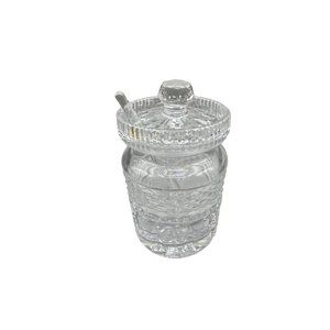 Vintage Waterford Castlemaine Cut Crystal Jam Jar with Spoon Clear Condiment Jar